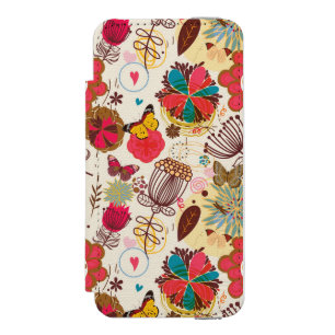 Funda Cartera Para iPhone 5 Watson Estampado de flores en el estilo retro 4