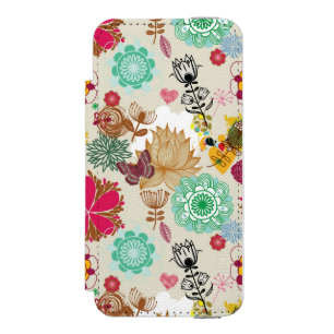 Funda Cartera Para iPhone 5 Watson Estampado de flores en estilo retro