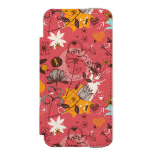 Funda Cartera Para iPhone 5 Watson Estampado de flores retro 7