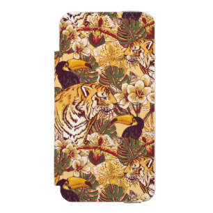 Funda Cartera Para iPhone 5 Watson Estampado de flores tropical con el tigre