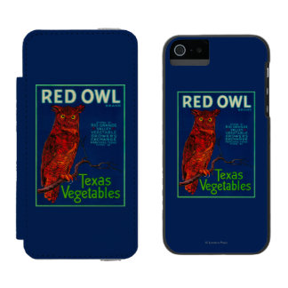 Funda Cartera Para iPhone 5 Watson Etiqueta vegetal del búho rojo