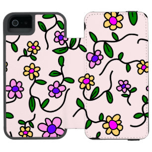 Funda Cartera Para iPhone 5 Watson Flores Coloridas, Patrón Floral, Verdor, Boho