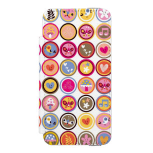 Funda Cartera Para iPhone 5 Watson flores lindas, pájaros, modelo de los corazones