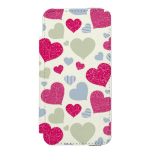 Funda Cartera Para iPhone 5 Watson Fondo de los corazones