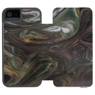 Funda Cartera Para iPhone 5 Watson Fondos de Corrientes de Medianoche – Arte Fluido A