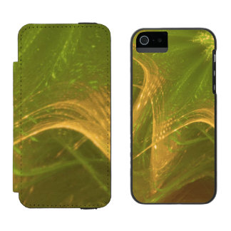 Funda Cartera Para iPhone 5 Watson Fractal asimétrica de color amarillo verde