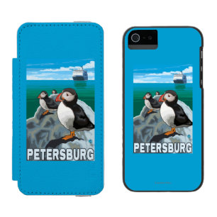 Funda Cartera Para iPhone 5 Watson Frailecillos y barco de cruceros - Petersburgo,