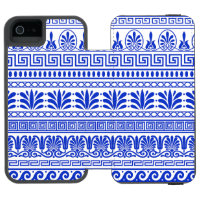 Fret griego, patrón mediterráneo, azul