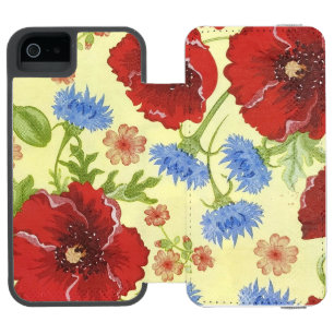 Funda Cartera Para iPhone 5 Watson Funda para iPhone 6 con patrón de amapolas