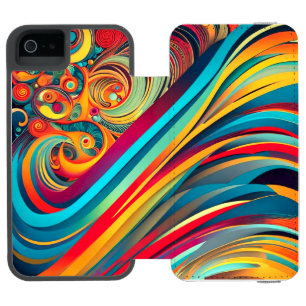 Funda Cartera Para iPhone 5 Watson Fusión de Onda de Color – Arte Moderno de Remolino