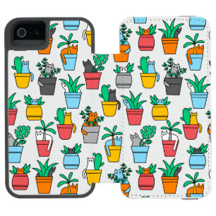 Funda Cartera Para iPhone 5 Watson Gatos en macetas de flores