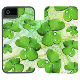 Funda Cartera Para iPhone 5 Watson Green Shamrock St Patrick's iPhone 5 Funda-Mate