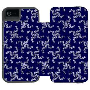 Funda Cartera Para iPhone 5 Watson Guirnalda de Navidad Azul, Decoración de Navidad, 