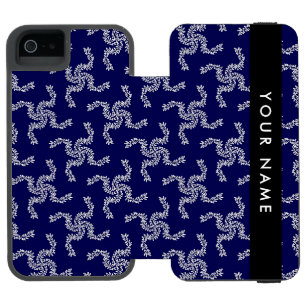 Funda Cartera Para iPhone 5 Watson Guirnalda de Navidad, Azul, Tu nombre, Personaliza