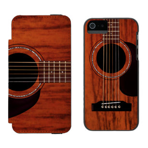 Funda Cartera Para iPhone 5 Watson Guitarra acústica superior de caoba