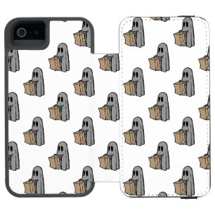 Funda Cartera Para iPhone 5 Watson Halloween, Fantasma Gris Lindo, Truco o Trato, Buu