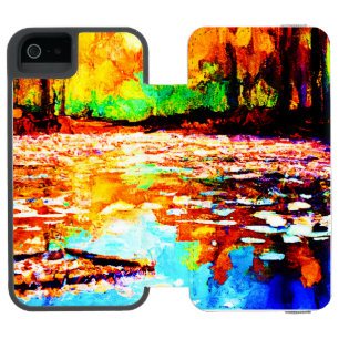 Funda Cartera Para iPhone 5 Watson Hermoso bosque Naranja de colores vivos. ¡Hazte co