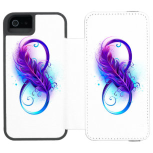 Funda Cartera Para iPhone 5 Watson Infinito con pluma púrpura