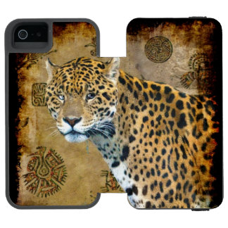 Funda Cartera Para iPhone 5 Watson Jaguar sudamericano en el templo de Caracal