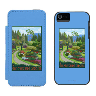 Funda Cartera Para iPhone 5 Watson Jardines de Butchart - bahía de Brentwood