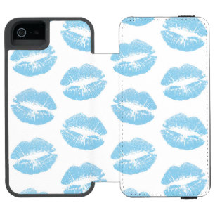 Funda Cartera Para iPhone 5 Watson Labios Azules, Patrón De Labios, Lápiz De Labios A