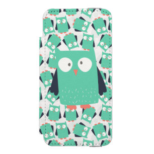 Funda Cartera Para iPhone 5 Watson Lechuzas singulares verde azuladas