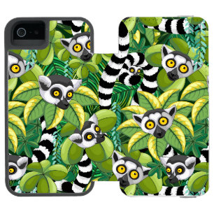 Funda Cartera Para iPhone 5 Watson Lémures de Madagascar en selva exótica