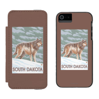 Funda Cartera Para iPhone 5 Watson Lobo gris StandingSouth Dakota