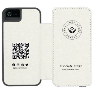 Funda Cartera Para iPhone 5 Watson Logo editable moderno   código qr y texto