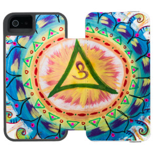 Funda Cartera Para iPhone 5 Watson Mandalá Om de Acuarela Pintada a Mano 