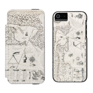 Funda Cartera Para iPhone 5 Watson Mapa del mundo medieval Quebec Nouvelle-France Amé