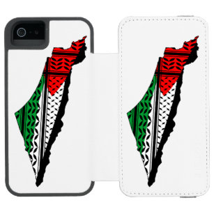 Funda Cartera Para iPhone 5 Watson Mapa palestino con bandera y patrón de Keffiyeg