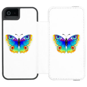 Funda Cartera Para iPhone 5 Watson Mariposa Pavo Real Ojo de Arcoíris