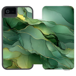 Funda Cartera Para iPhone 5 Watson Mármol dorado verde