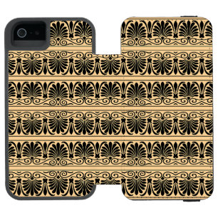 Funda Cartera Para iPhone 5 Watson Marrón del patrón árabe del Mediterráneo griego