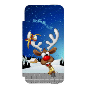 Funda Cartera Para iPhone 5 Watson Meme Divertido de Navidad de Reno Espiando