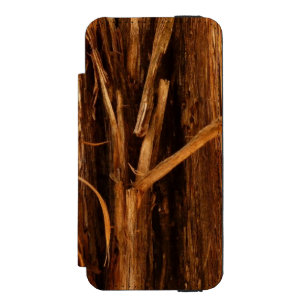Funda Cartera Para iPhone 5 Watson Mira de corteza de madera texturizada de cedro