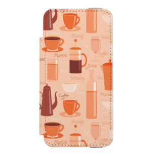 Funda Cartera Para iPhone 5 Watson Modelo con las bebidas y el texto