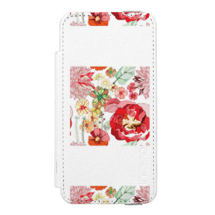 Funda Cartera Para iPhone 5 Watson Modelo con las flores rojas