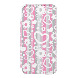 Funda Cartera Para iPhone 5 Watson Modelo con los corazones y las flores