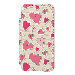 Funda Cartera Para iPhone 5 Watson Modelo de corazones