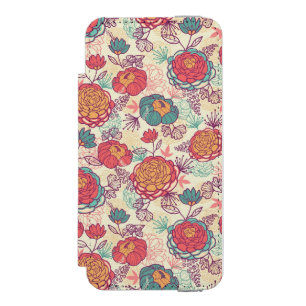 Funda Cartera Para iPhone 5 Watson Modelo de las flores y de las hojas del Peony