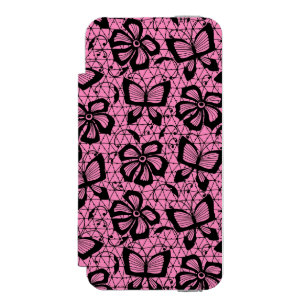 Funda Cartera Para iPhone 5 Watson modelo del cordón con las mariposas