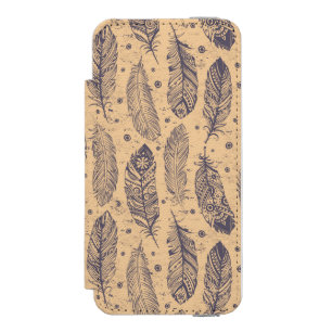 Funda Cartera Para iPhone 5 Watson Modelo étnico del esquema de la pluma