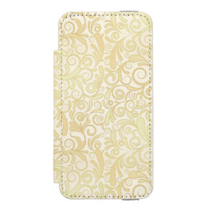Funda Cartera Para iPhone 5 Watson Modelo floral de las hojas del oro