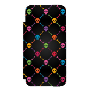 Funda Cartera Para iPhone 5 Watson Modelo multicolor con los cráneos