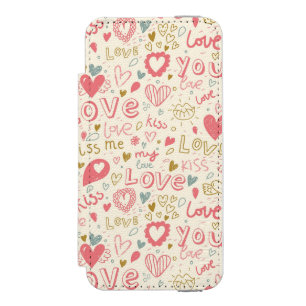 Funda Cartera Para iPhone 5 Watson Modelo romántico con los corazones y los labios