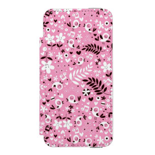Funda Cartera Para iPhone 5 Watson modelo rosado lindo de los pájaros y de las flore
