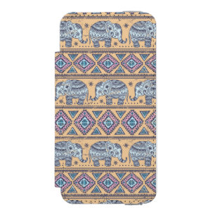 Funda Cartera Para iPhone 5 Watson Modelo tribal del elefante étnico azul