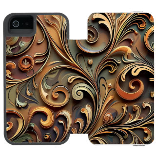 Funda Cartera Para iPhone 5 Watson Ornamentación barroca dorada